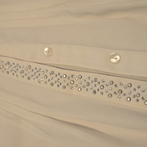 Fair Lady Women's Button Up Blouse White Size S/M With Silver Rhinestones - Picture 2 of 6